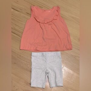 Simple Joys by Carter's Coral Ruffle Top and Grey Bike Shorts Size 4T